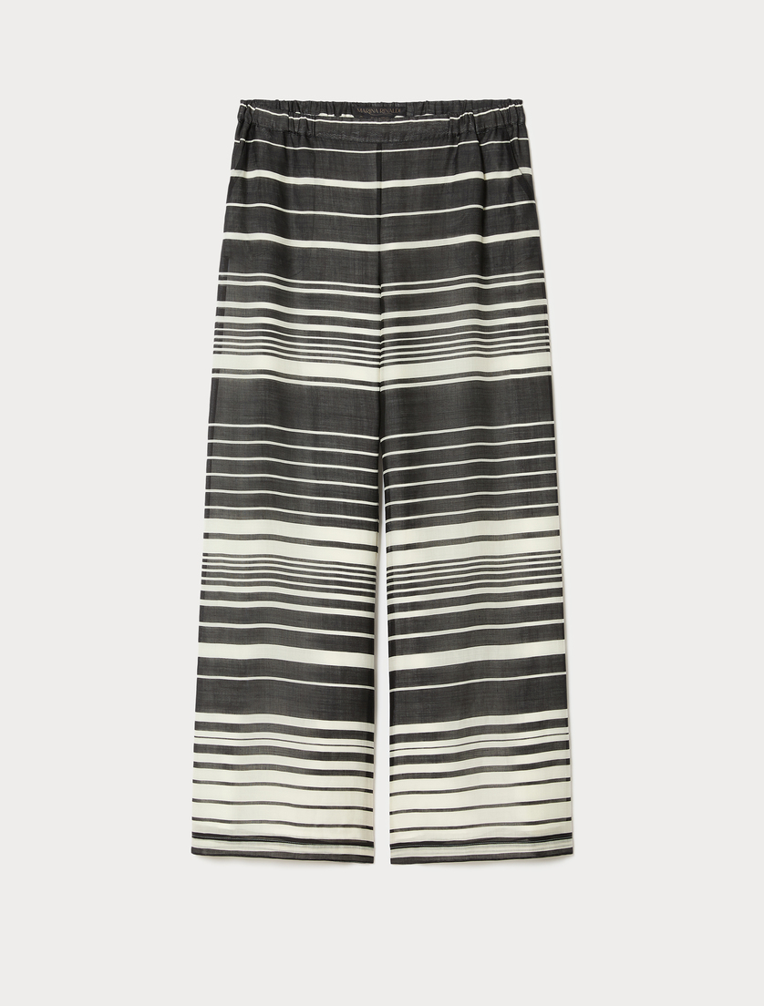 Ramie canvas trousers - BLACK WHITE - Marina Rinaldi