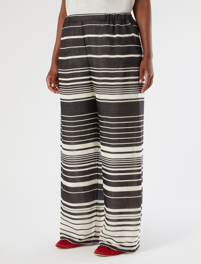 Ramie canvas trousers - BLACK WHITE - Marina Rinaldi - 3