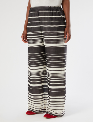 Ramie canvas trousers - BLACK WHITE