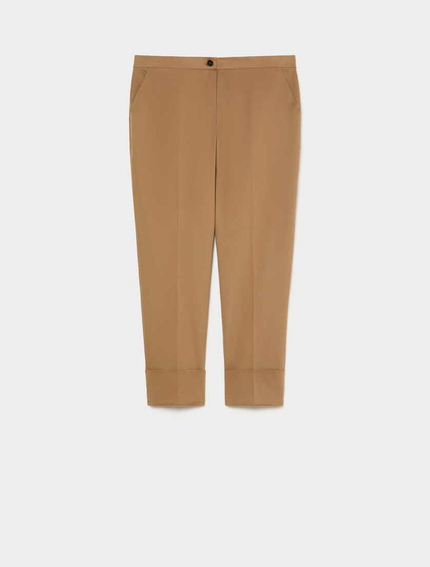 Cotton gabardine trousers - BEIGE SHADED - Marina Rinaldi