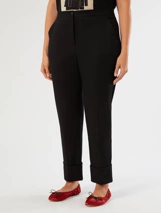 Cotton gabardine trousers - BLACK
