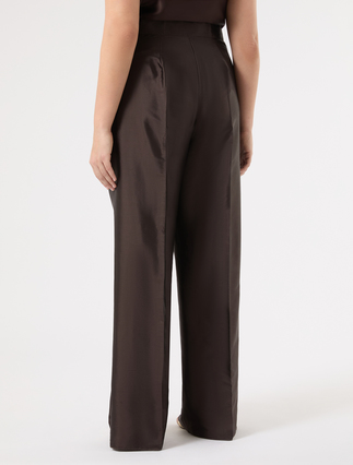 Trousers in silk shantung - DARK BROWN - Marina Rinaldi - 4