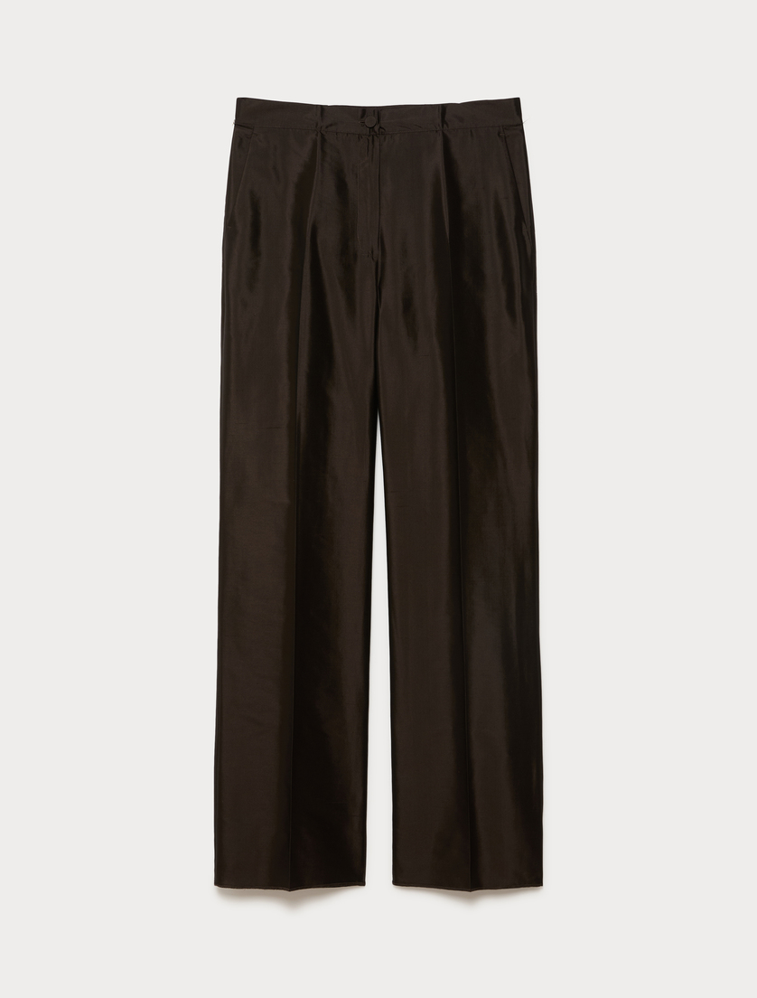 Hose aus Shantung-Seide - DUNKELBRAUN - Marina Rinaldi