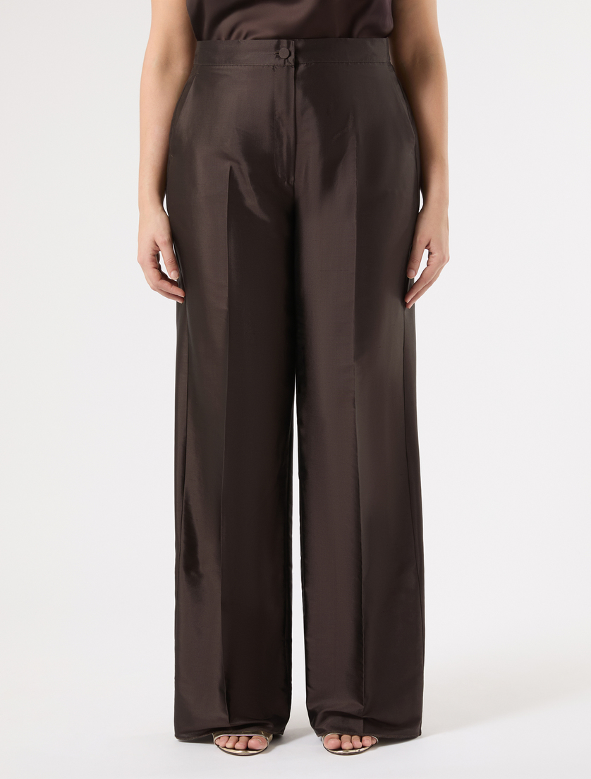 Hose aus Shantung-Seide - DUNKELBRAUN - Marina Rinaldi - 3
