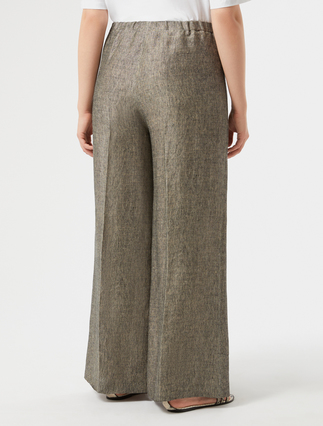 Yarn-dyed linen drill trousers - BLACK FLESH TONER - Marina Rinaldi - 4