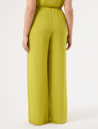 Loose trousers in georgette - OLIVE GREEN - Marina Rinaldi - 4