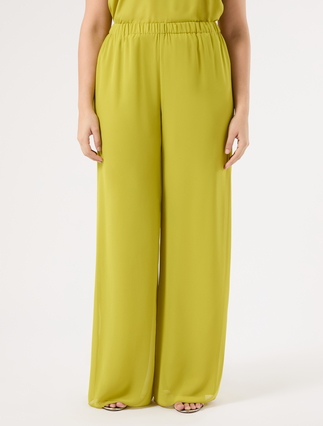 Loose trousers in georgette - OLIVE GREEN - Marina Rinaldi - 3