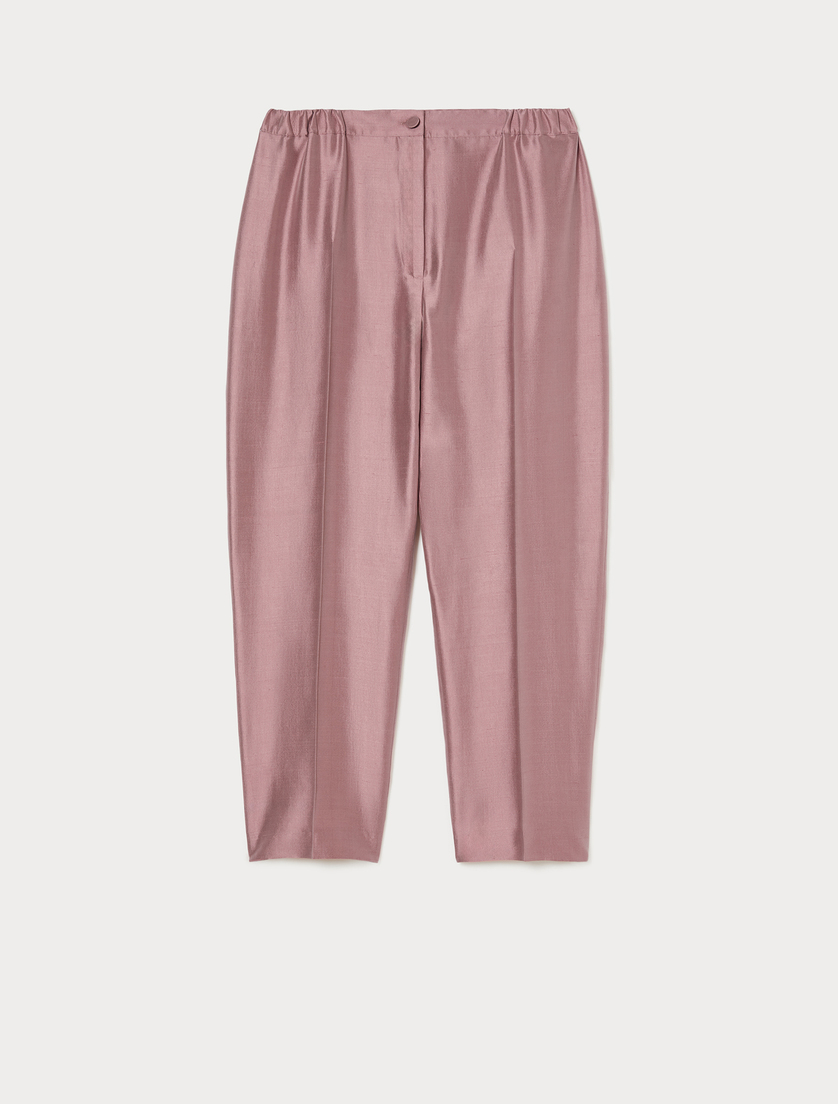 Trousers in pure silk shantung - PINK - Marina Rinaldi