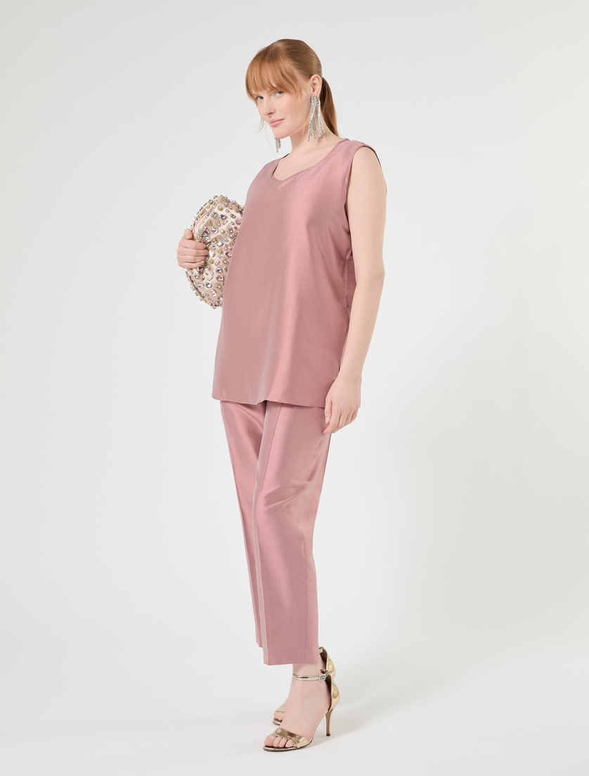 Trousers in pure silk shantung - Marina Rinaldi