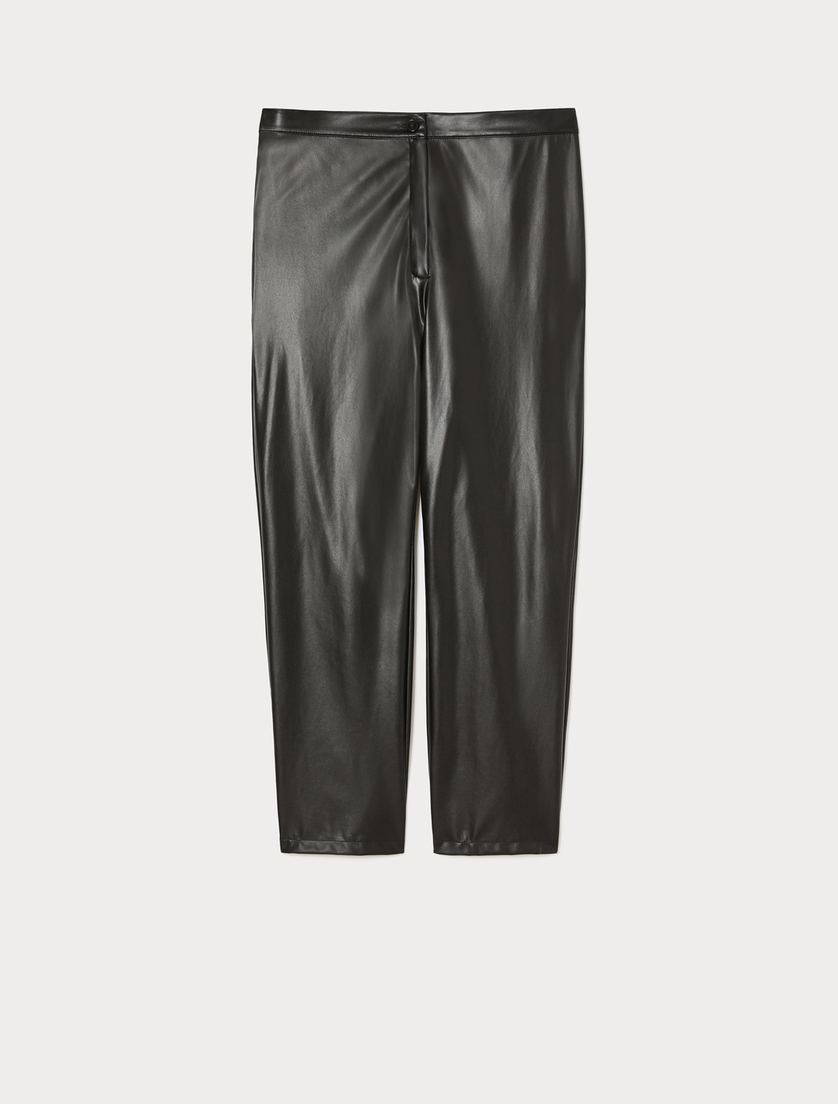 Coated fabric trousers - BLACK - Marina Rinaldi