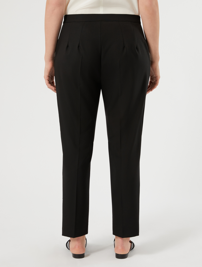 Gerade Hose aus reinem Wollcanvas - SCHWARZ - Marina Rinaldi - 4