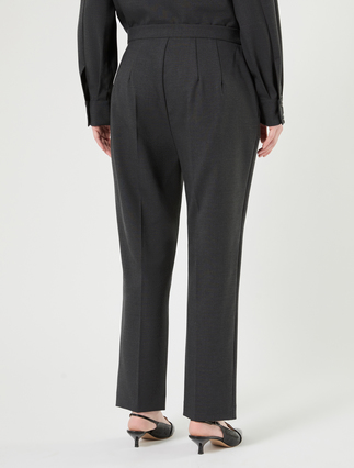 Straight-fit pure woollen cloth trousers - DARK GREY - Marina Rinaldi - 4