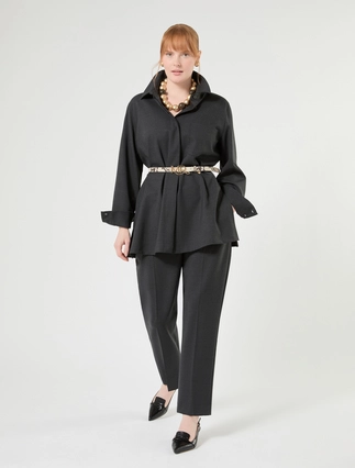 Straight-fit pure woollen cloth trousers - Marina Rinaldi