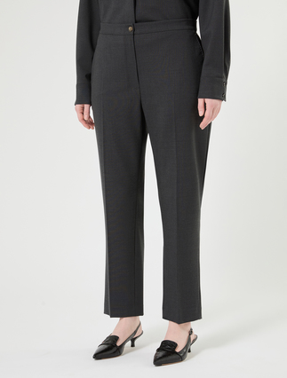 Straight-fit pure woollen cloth trousers - DARK GREY - Marina Rinaldi - 3