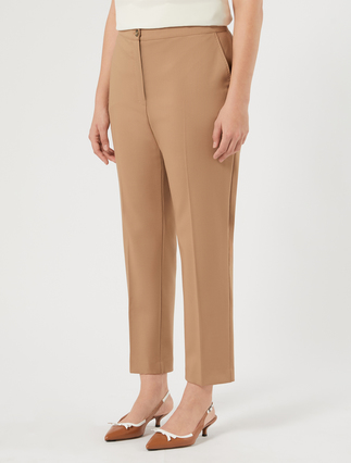Straight-fit pure woollen cloth trousers - CAMEL - Marina Rinaldi - 3