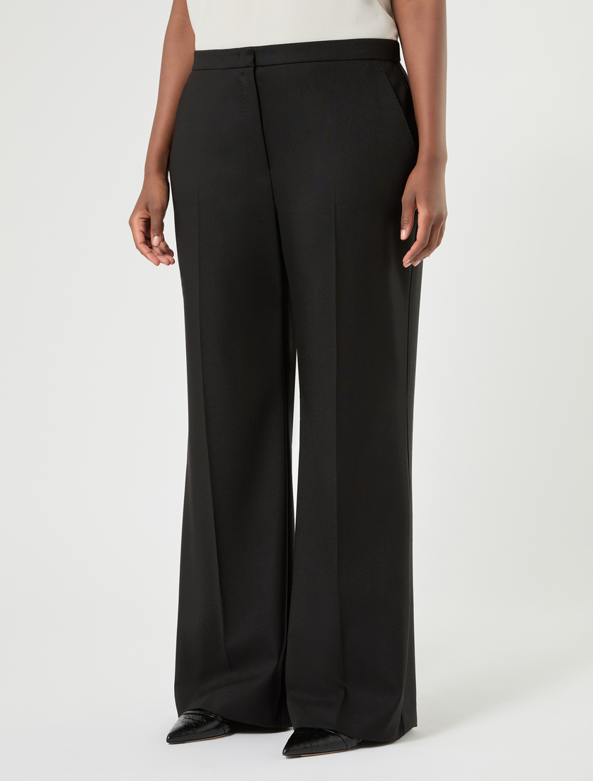 Wide-fit pure woollen cloth trousers - BLACK - Marina Rinaldi - 3