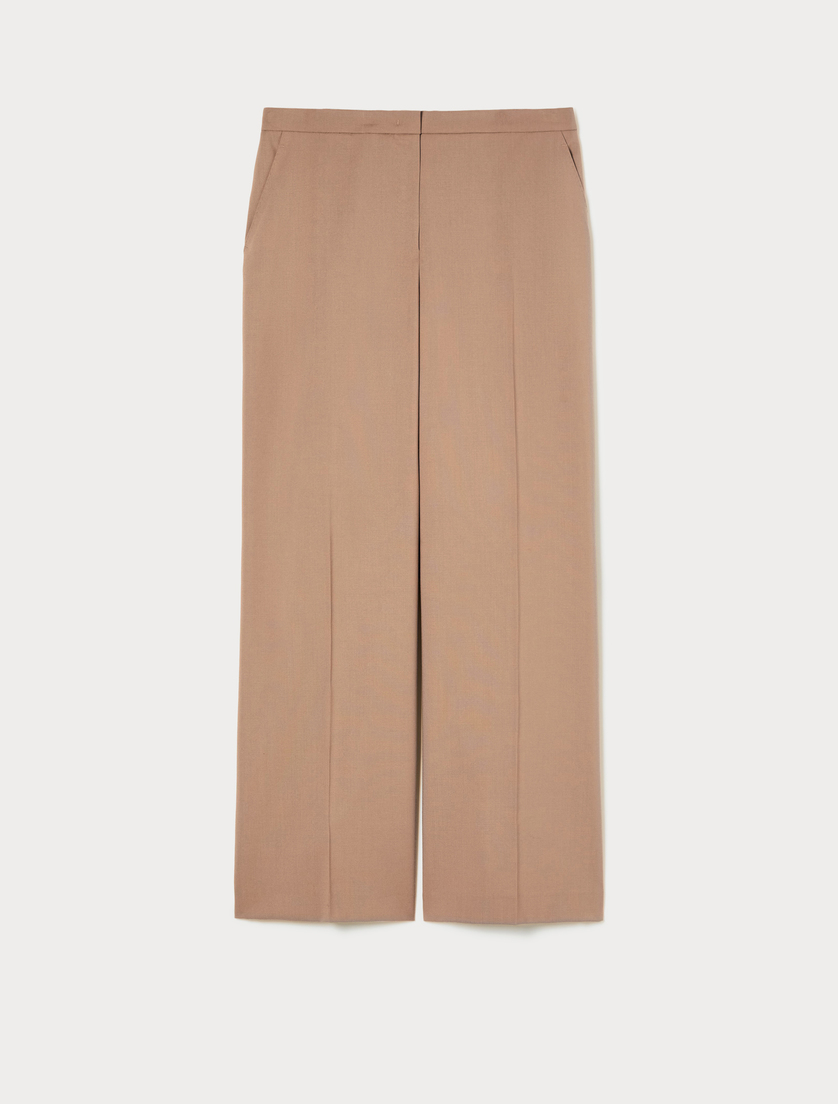 Wide-fit pure woollen cloth trousers - CAMEL - Marina Rinaldi