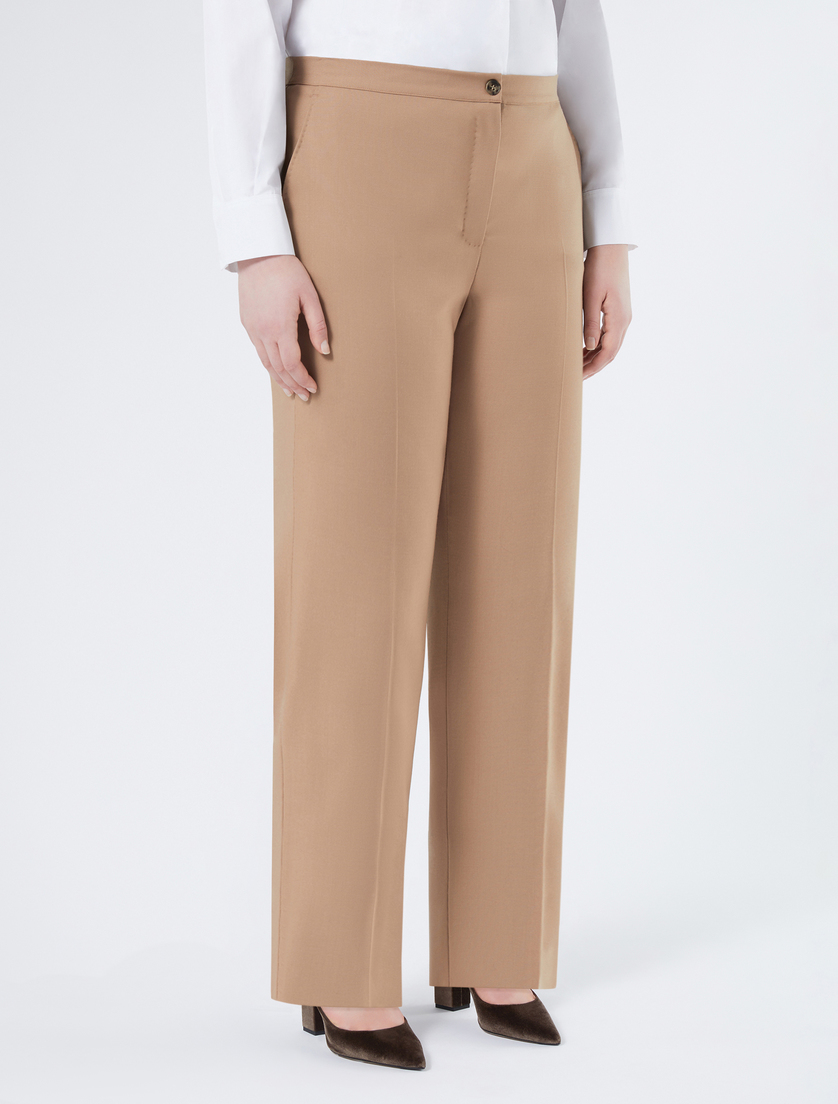 Wide-fit pure woollen cloth trousers - CAMEL - Marina Rinaldi - 3