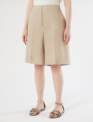 Linen canvas Bermuda shorts - BEIGE