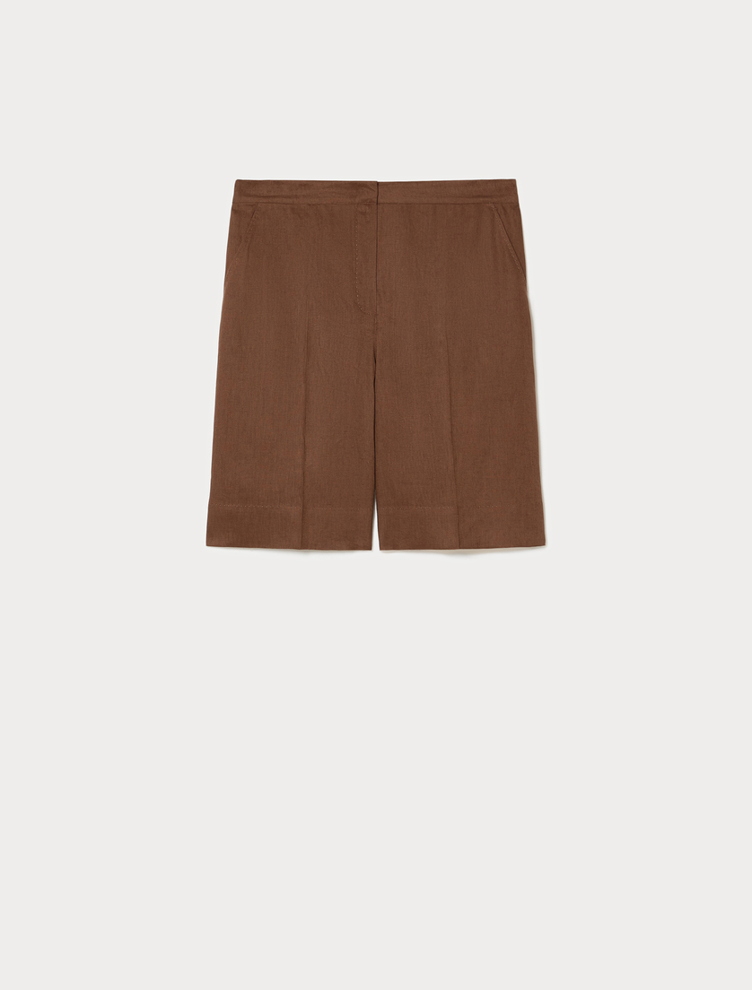 Bermuda in tela di lino - CACAO - Marina Rinaldi