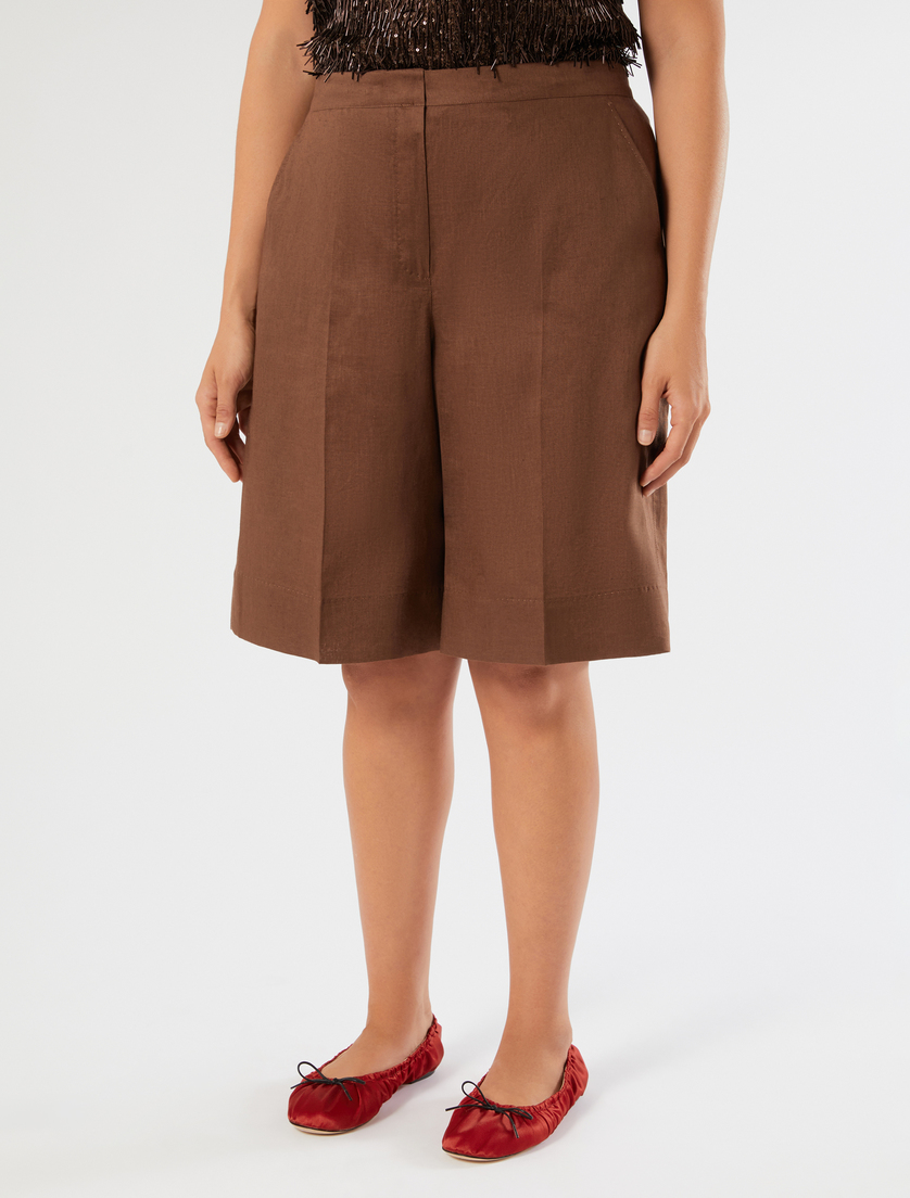 Bermuda in tela di lino - CACAO - Marina Rinaldi - 3