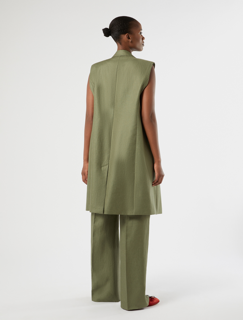 Linen gilet - OLIVE GREEN - Marina Rinaldi - 4