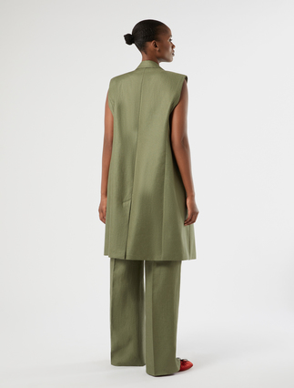 Linen gilet - OLIVE GREEN - Marina Rinaldi - 4