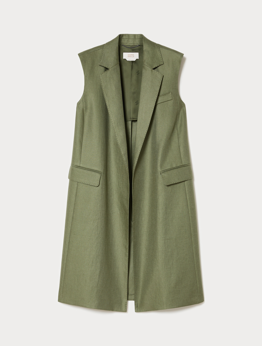 Linen gilet - OLIVE GREEN - Marina Rinaldi