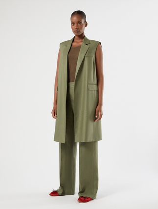 Linen gilet - OLIVE GREEN