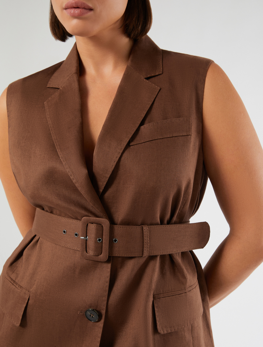 Linen canvas gilet - COCOA - Marina Rinaldi - 5
