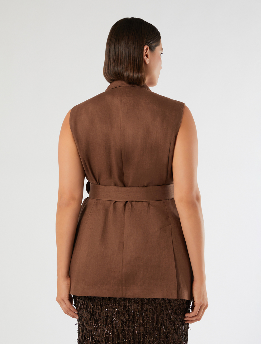 Linen canvas gilet - COCOA - Marina Rinaldi - 4
