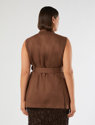 Linen canvas gilet - COCOA - Marina Rinaldi - 4