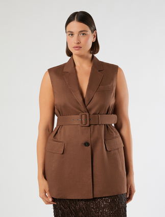 Linen canvas gilet - COCOA