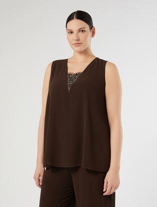 Georgette top - DARK BROWN