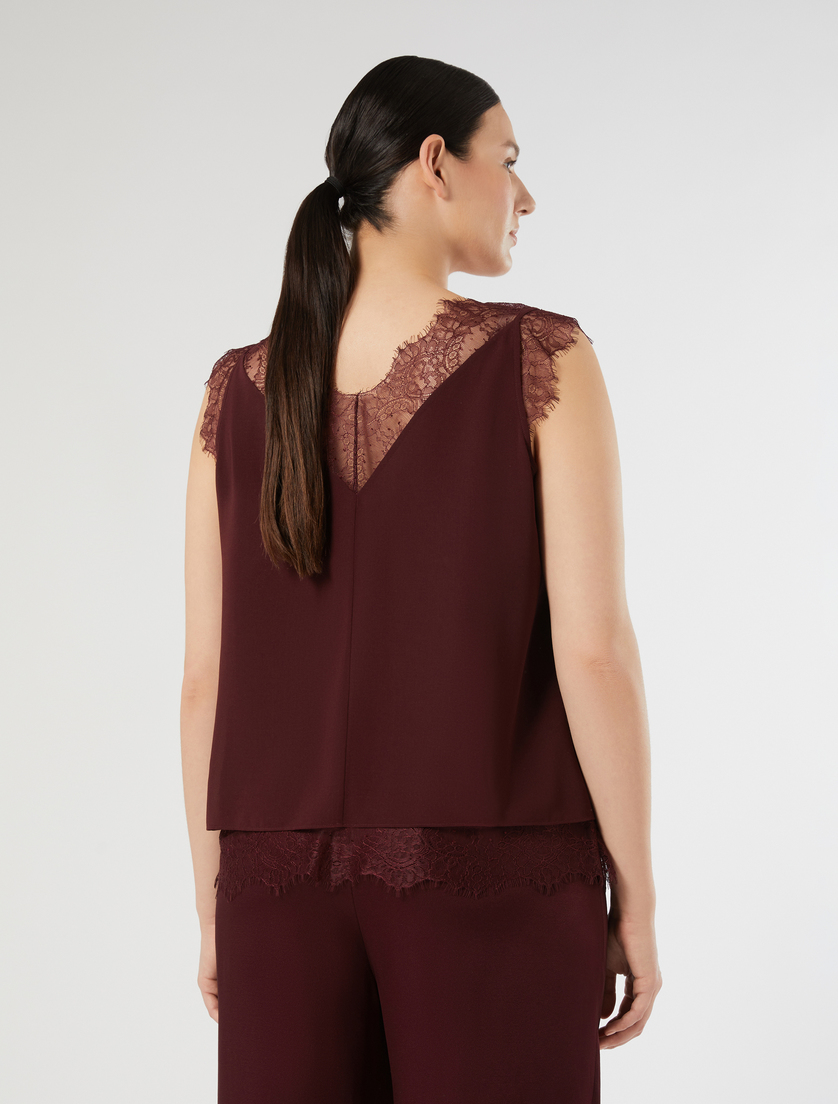 Georgette and lace top - RED PURPLE - Marina Rinaldi - 4