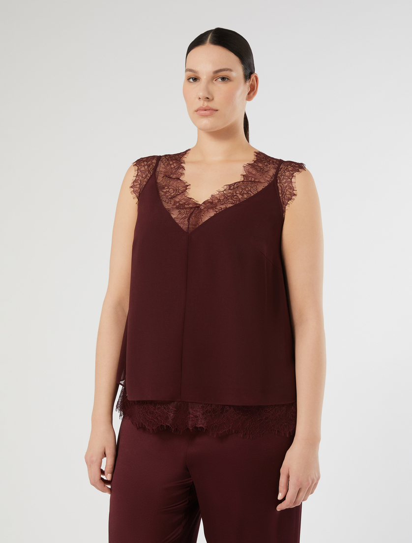 Georgette and lace top - RED PURPLE - Marina Rinaldi - 3