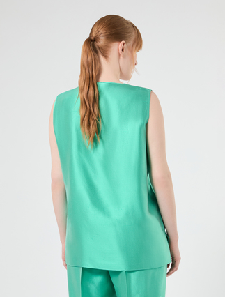 Light shantung silk top - PASTEL GREEN - Marina Rinaldi - 4