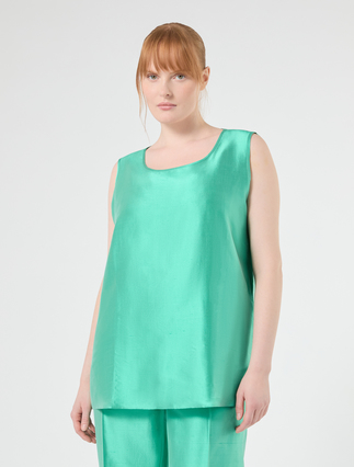 Light shantung silk top - PASTEL GREEN - Marina Rinaldi - 3