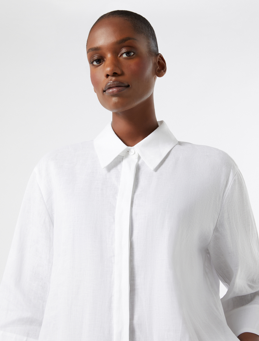 Linen canvas tunic - OPTICAL WHITE - Marina Rinaldi - 5