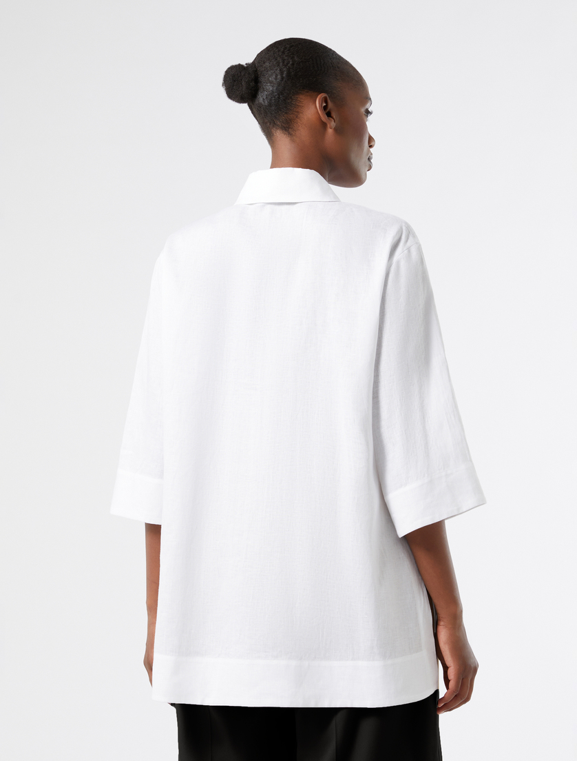 Linen canvas tunic - OPTICAL WHITE - Marina Rinaldi - 4