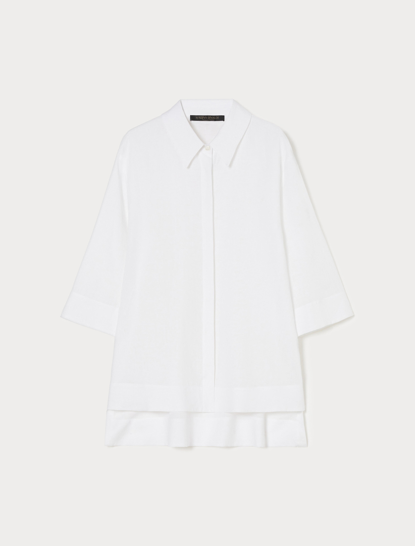 Linen canvas tunic - OPTICAL WHITE - Marina Rinaldi