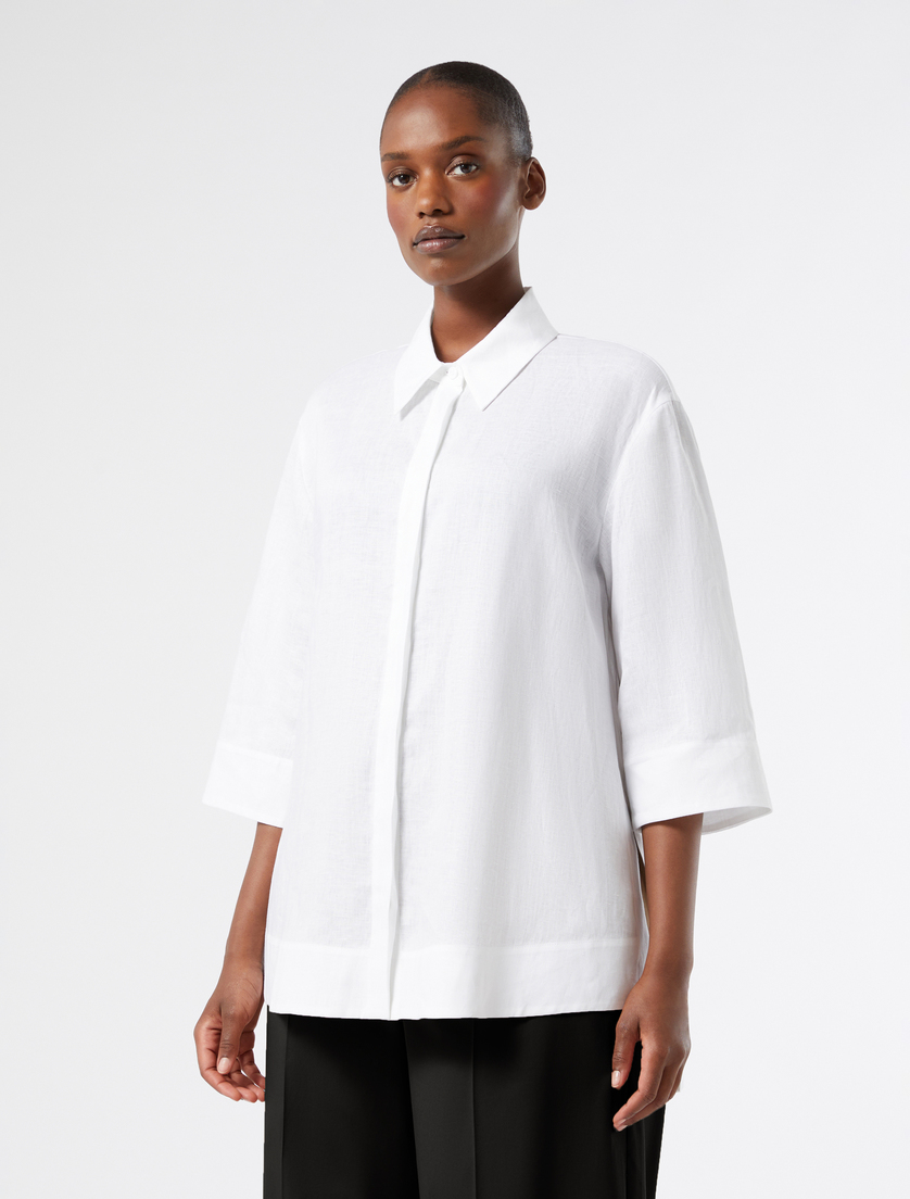 Linen canvas tunic - OPTICAL WHITE - Marina Rinaldi - 3
