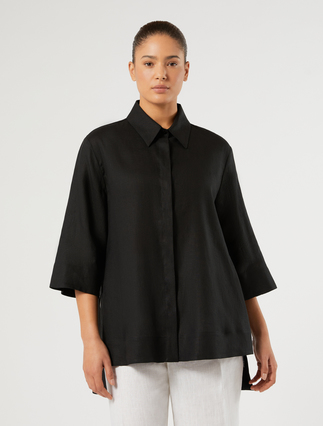 Linen canvas tunic - BLACK