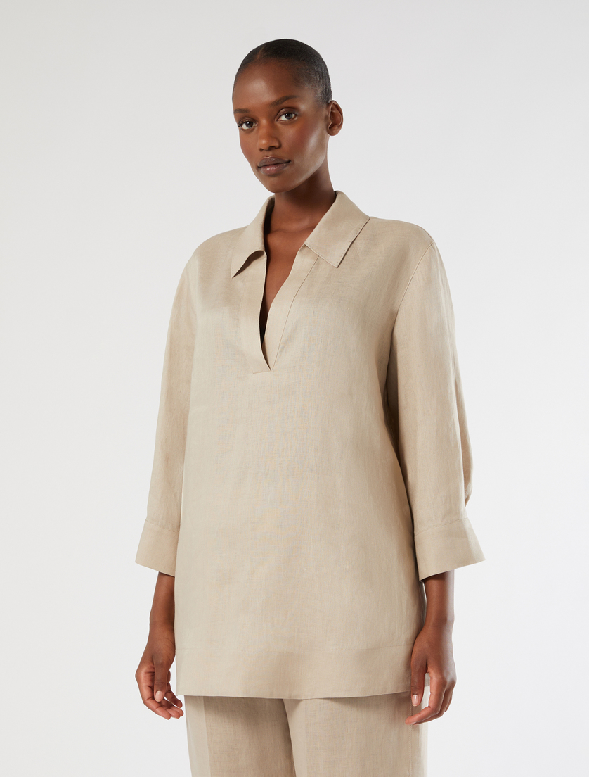 Linen canvas tunic - BEIGE - Marina Rinaldi - 3