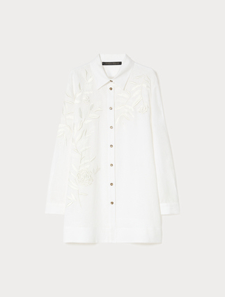 Embroidered linen canvas tunic - Marina Rinaldi