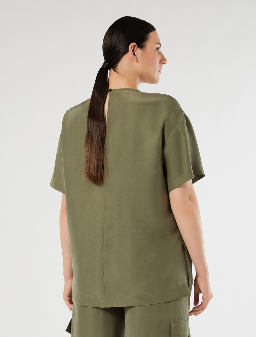 Silk Habotai tunic - OLIVE GREEN - Marina Rinaldi - 4