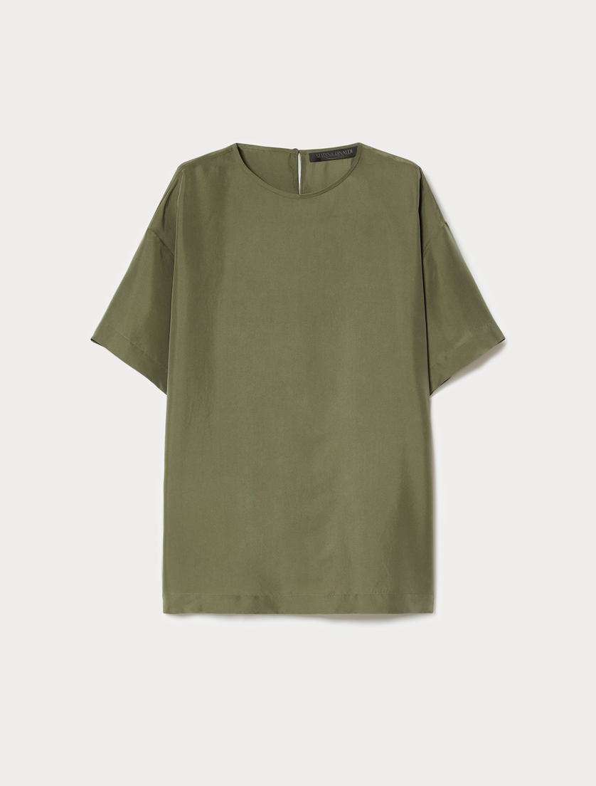 Silk Habotai tunic - OLIVE GREEN - Marina Rinaldi