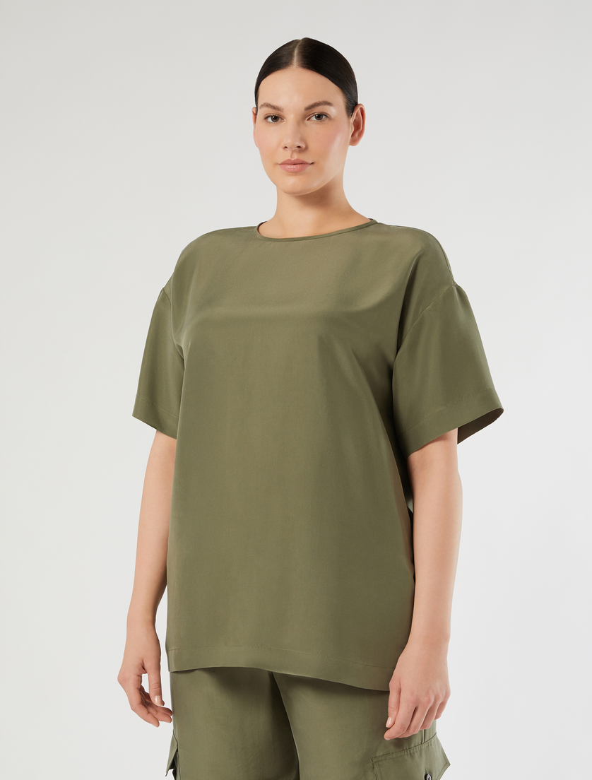 Silk Habotai tunic - OLIVE GREEN - Marina Rinaldi - 3
