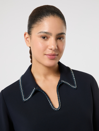 Embroidered cady tunic - MIDNIGHTBLUE - Marina Rinaldi - 5