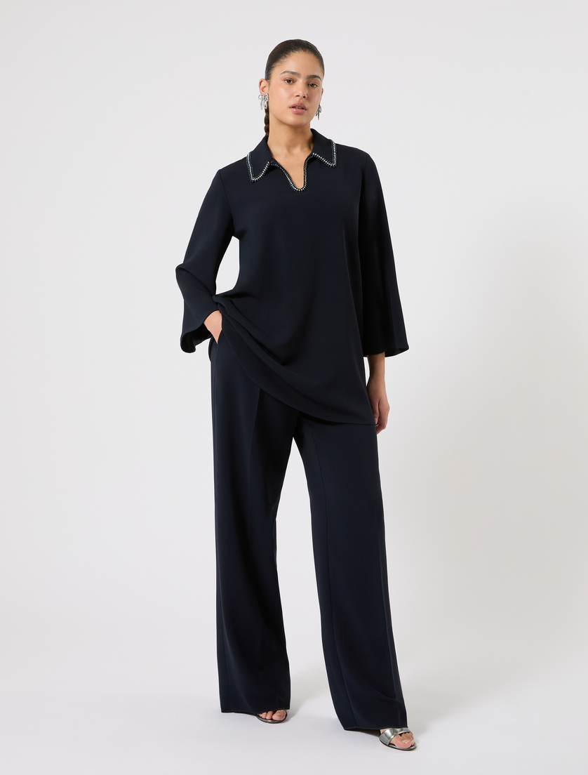 Casacca in cady con ricamo - BLU NOTTE - Marina Rinaldi - 2